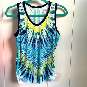 Medium Lucky in love Tie dye tennis Pickleball Tank